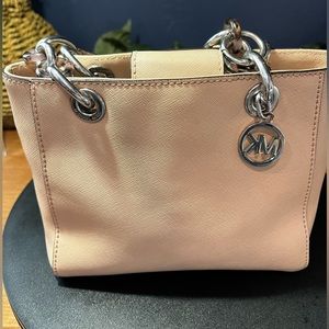 Michael Kors Small Cynthia Pale Pink Saffiano Leather Crossbody Satchel
